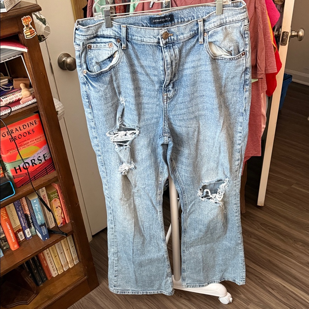 Aeropostale Light Blue Distressed Flare Jeans